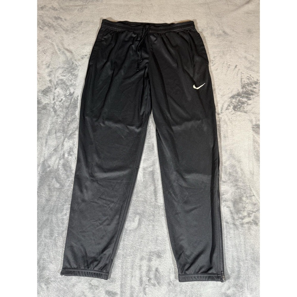 Nike Track Pants Mens Medium Black Dri-FIT Tapered Zip Hem Running Soccer Sport